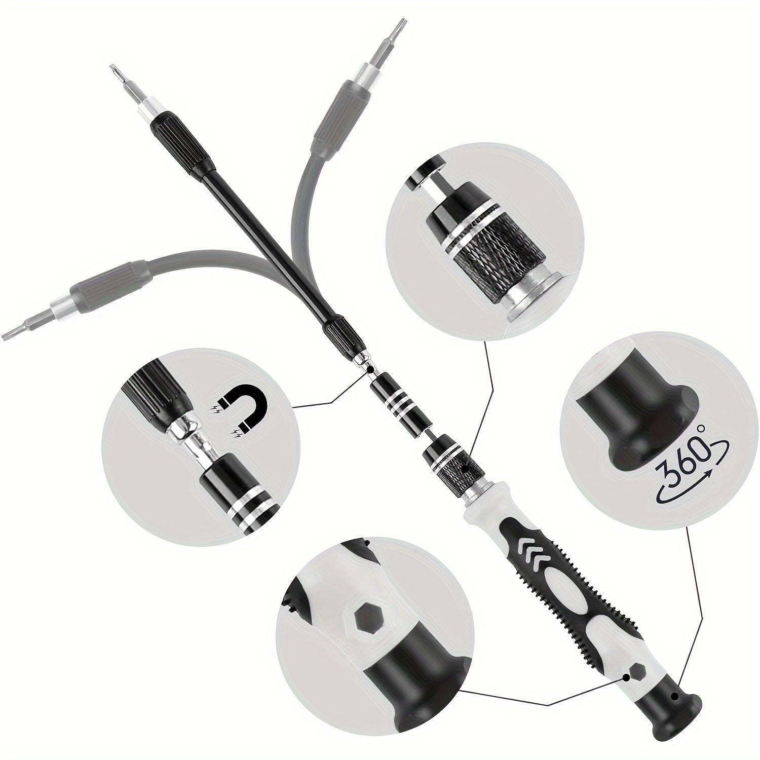 Precision Screwdriver Set with 115 Tools, Magnetic Repair Kit, Non-Slip Ergonomic Handles