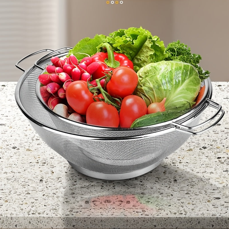 2 Stainless Steel Mesh Sieves for Pasta Vegetables Rice Fruits Durable Grip