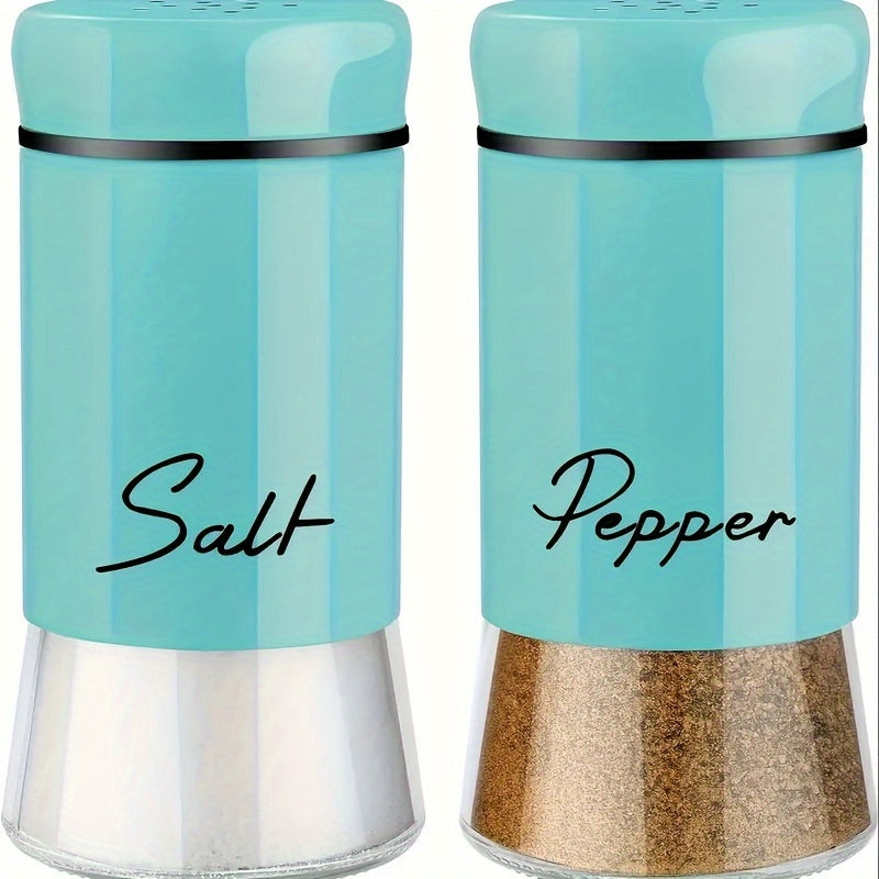 Glass Bottom Salt and Pepper Shakers Set with Stainless Steel Lids 2-Pack