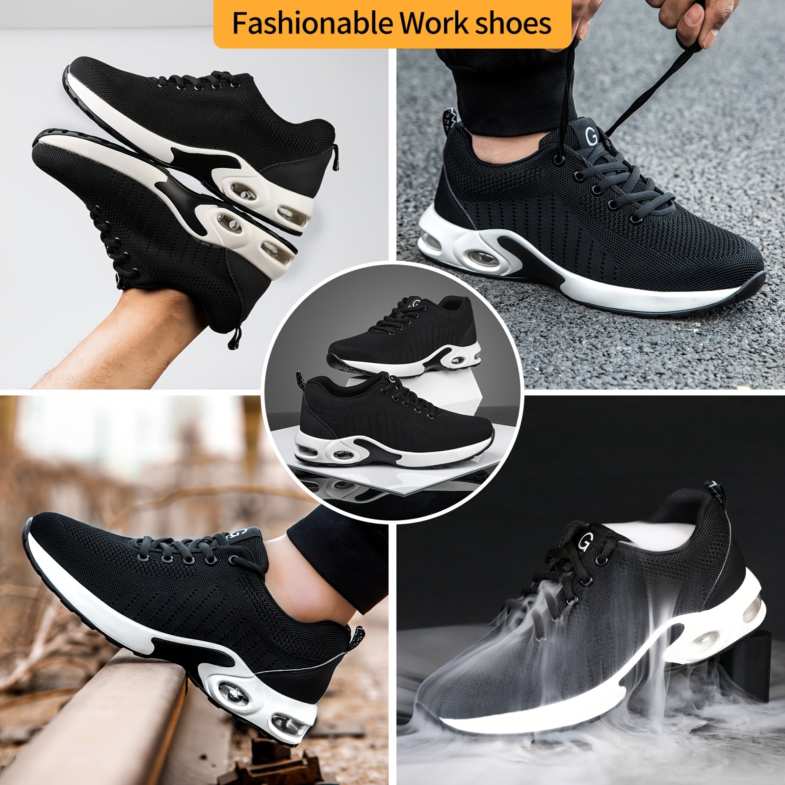 Women Safety Shoes Steel Toe Puncture-Resistant Work Footwear Breathable