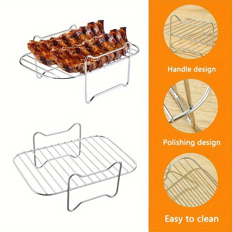 Havo fritüri uchun aksessuarlar to'plami, grill qismi, bug'lash panjalari va ikki qozonli qism bilan