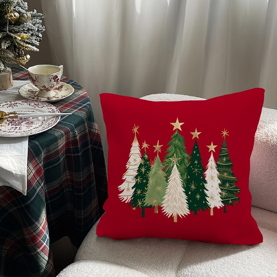 Christmas Tree Star Throw Pillow Cover 1 or 2 Pieces Modern Polyester Zipper Washable