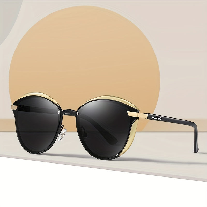 Polarized Cat Eye Sunglasses for Women Metal Frame Stylish UV Protection