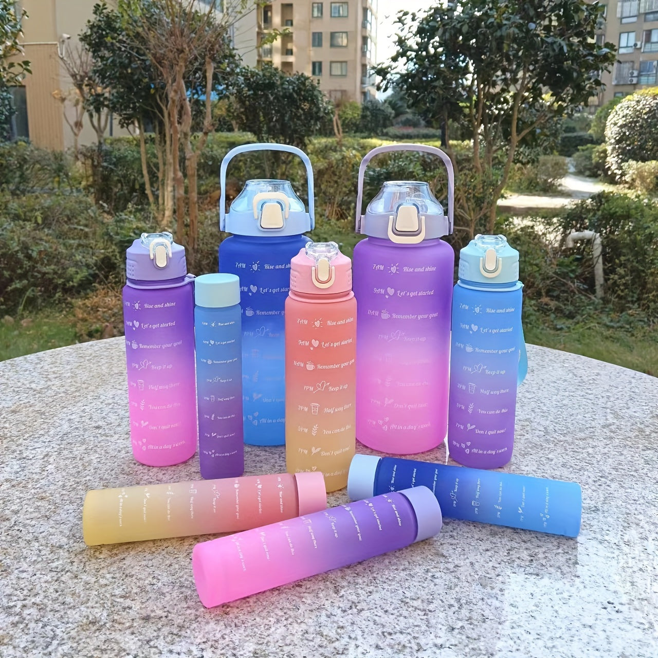 Water Bottle Set with 3 Sizes 300ml 700ml 2L for Sports Outdoor Camping Hiking