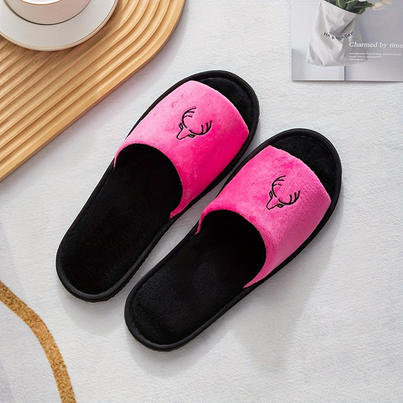 Women's Plush Non-Slip Disposable Indoor Slippers for Hotel Travel Winter