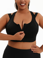 Plus Size Women's Sports Bra High Support Front Zip Breathable Activewear for Yoga and Fitness