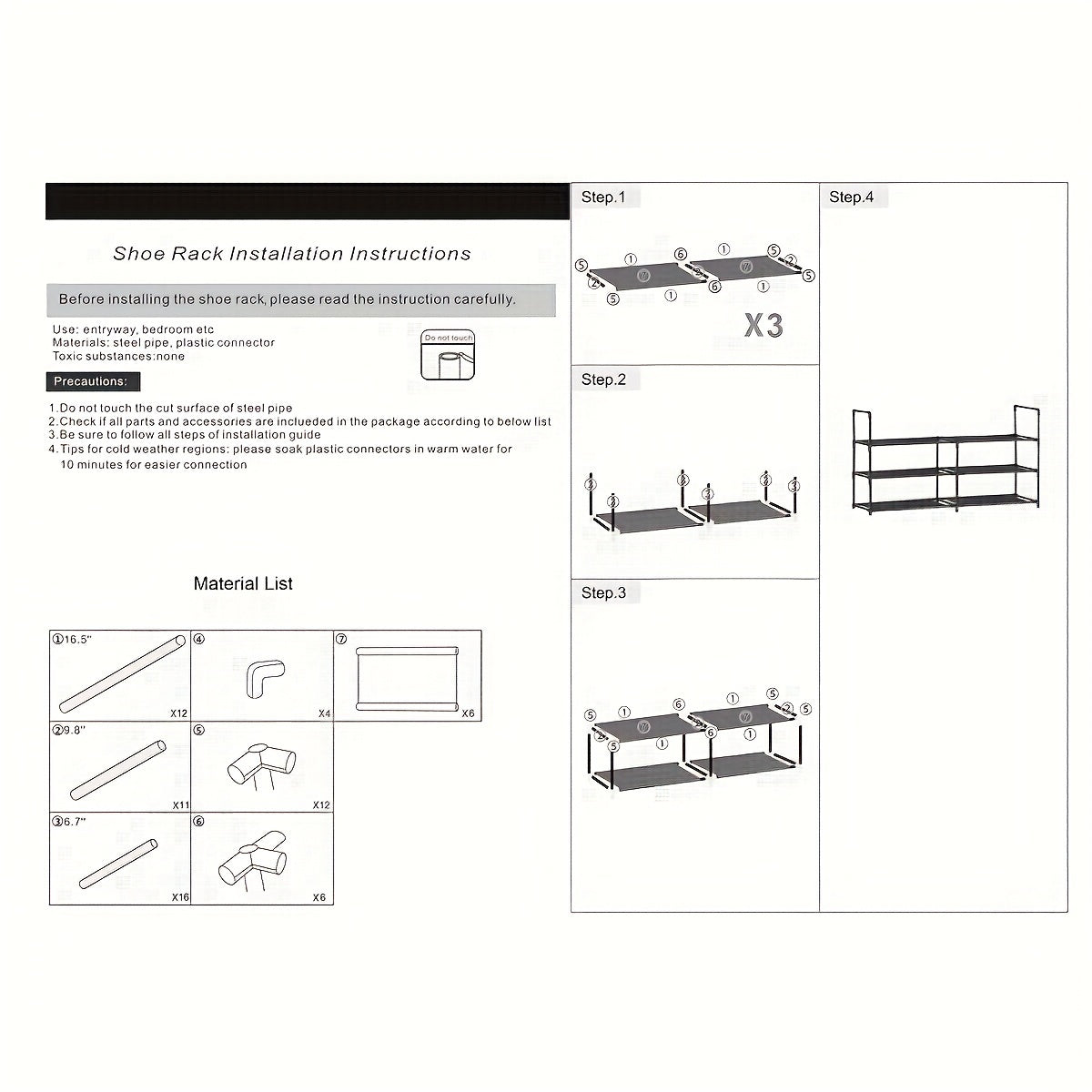Estante para zapatos de metal, de 3 a 4 niveles, impermeable, resistente, ahorra espacio, organizador de almacenamiento