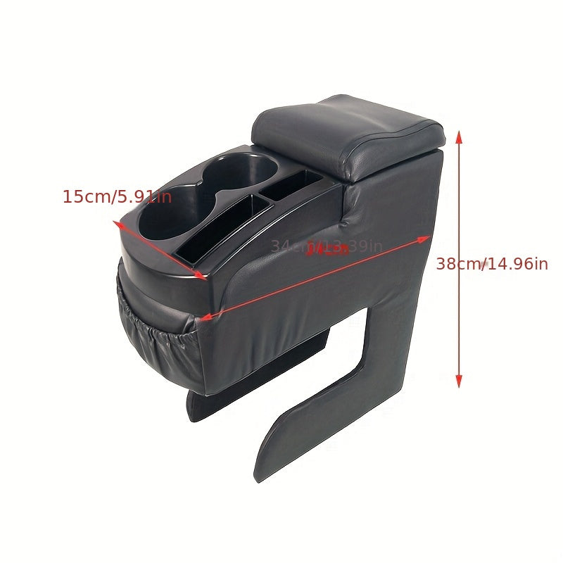 Universal Car Cup Holder Organizer with Storage Box and Soft Cushion