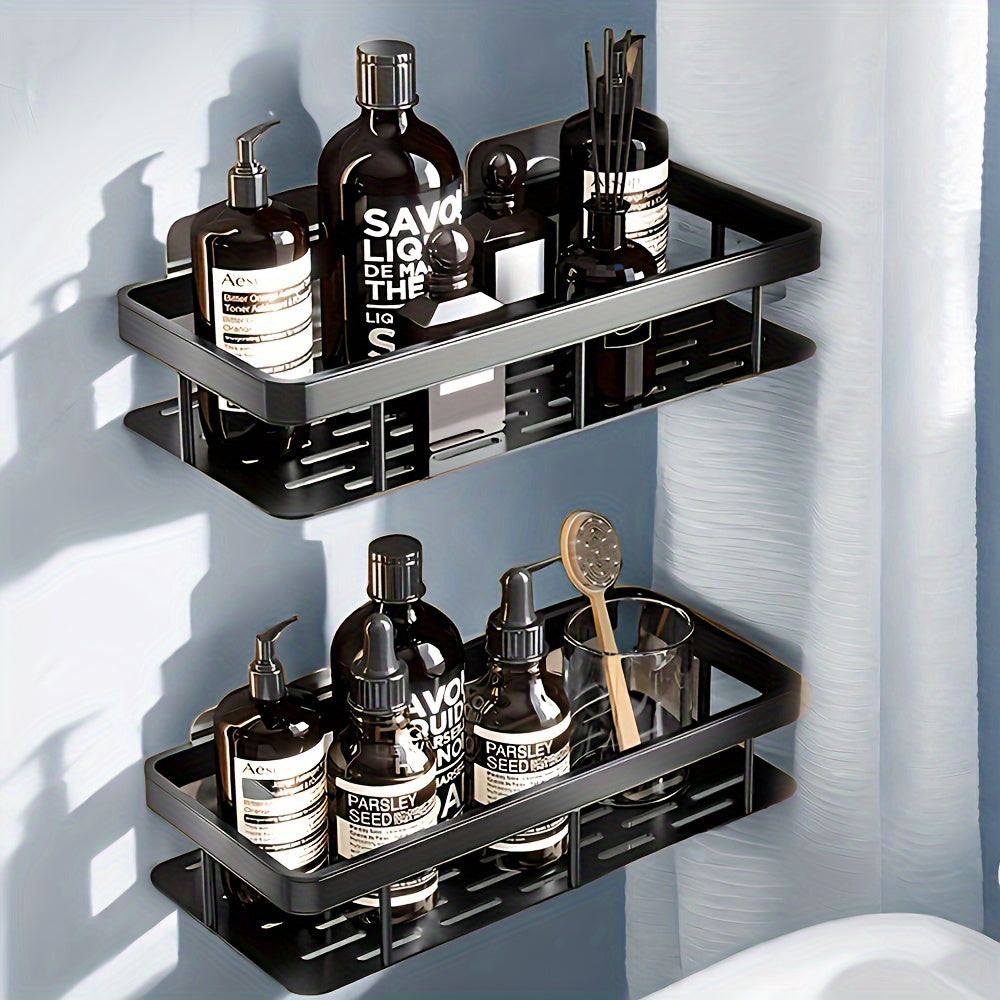 Rustproof Metal Shower Caddy Holds Two Bottles No Drilling Bathroom Organizer