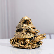 Golden Resin Turtle Figurine for Longevity and Protection Decorative Home Decor