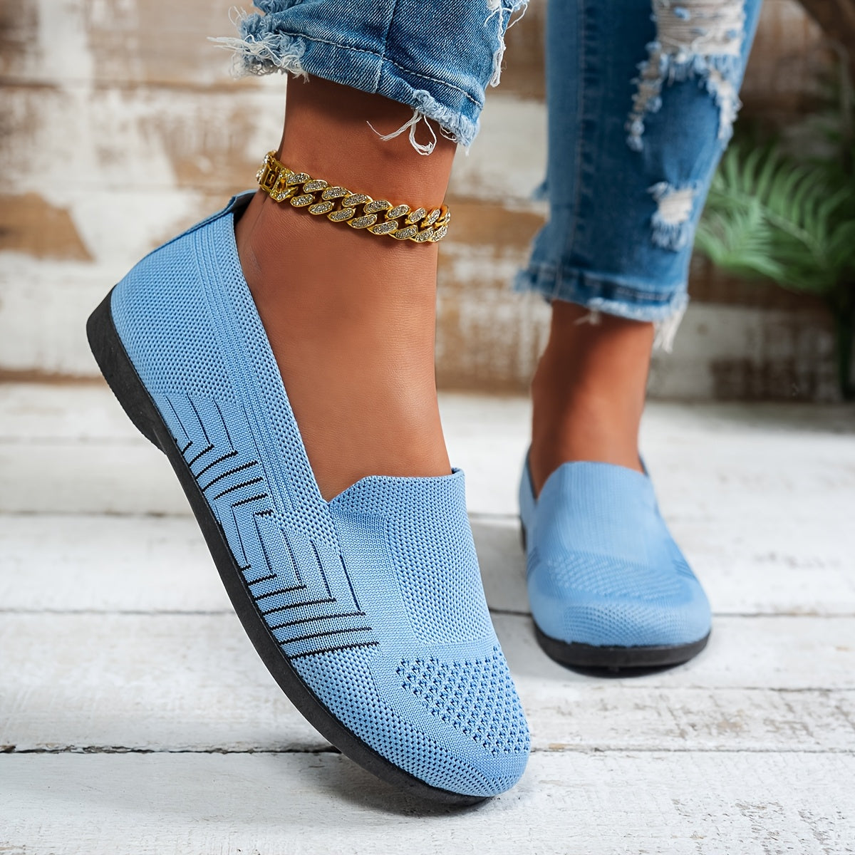 Ayollar uchun nafas oluvchi tarmoqli slip-on krossovkalar, yengil kundalik flatslar, barcha mavsum uchun qulaylik