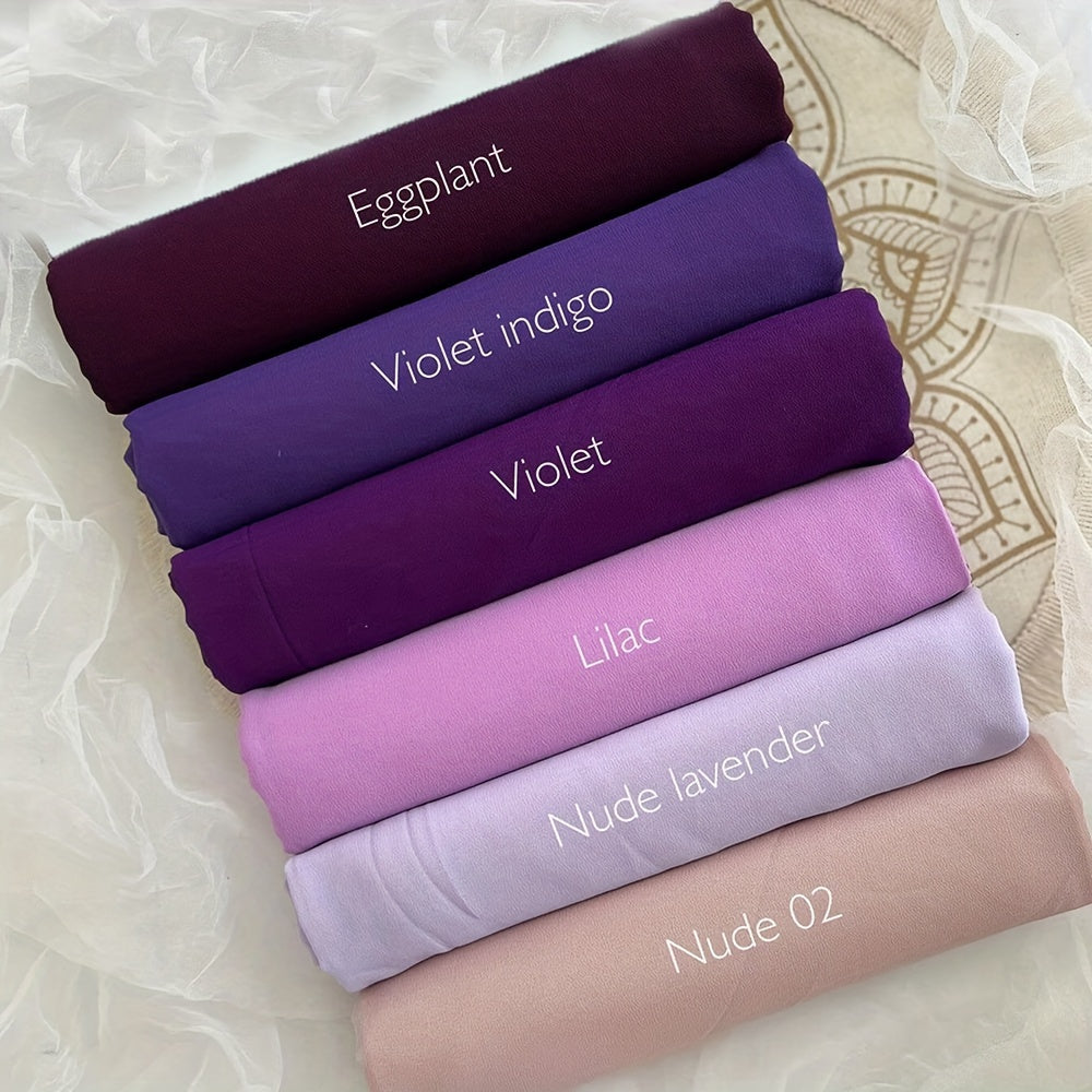 Women's Polyester Hijab Scarves Set of Six Breathable Woven Religious Headscarves in Assorted Colors