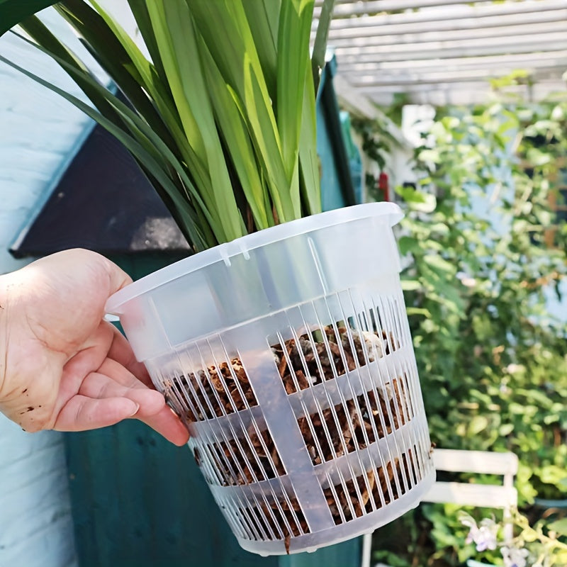 4 dona shaffof plastmassa orkide idishlari 16cm 19cm drenaj teshiklari bilan ichki va tashqi foydalanish uchun