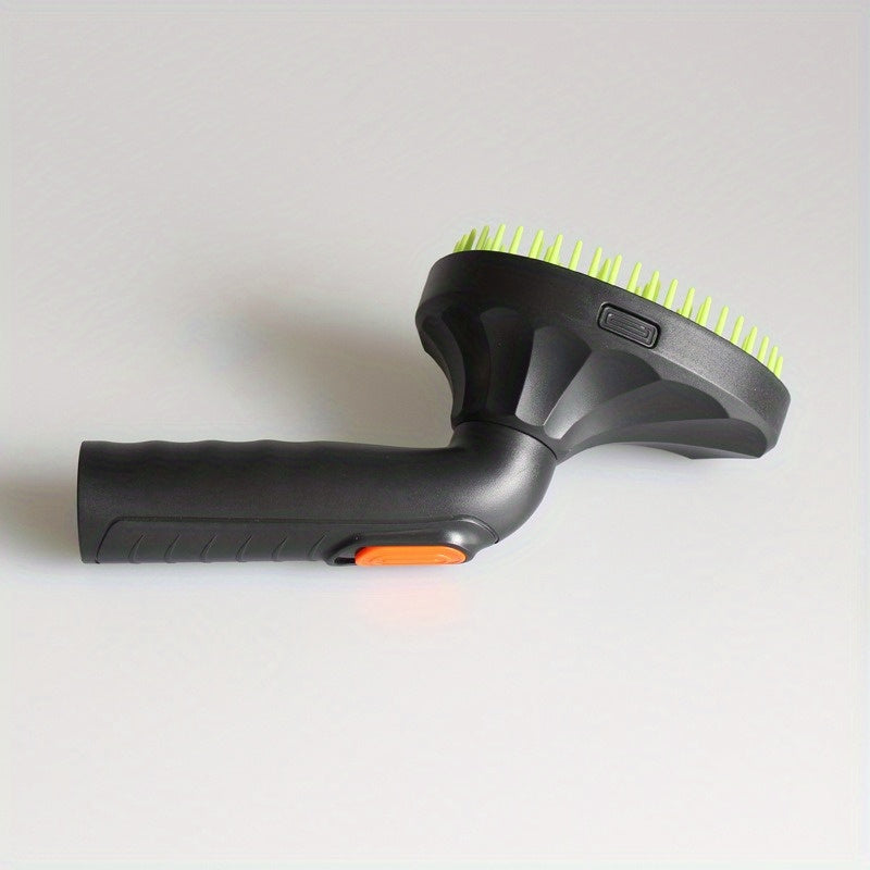 Mustahkam plastik uy hayvonlarini parvarish qilish cho'tkasi, 32mm diametr, yashil va qora chiziqlar, uzun sochli itlar va mushuklar uchun ideal, ergonomik tutqichi bilan.