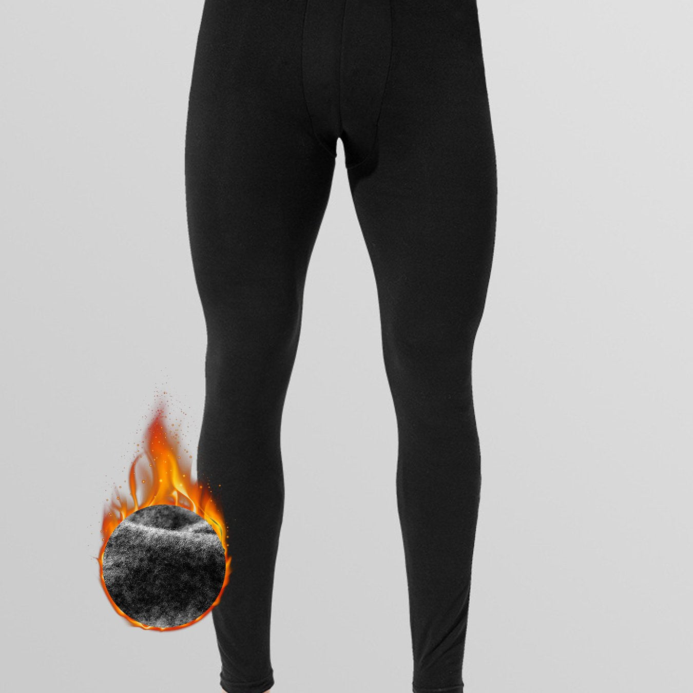 Men's Fleece-Lined Thermal Leggings for Fall and Winter Outdoor Activities