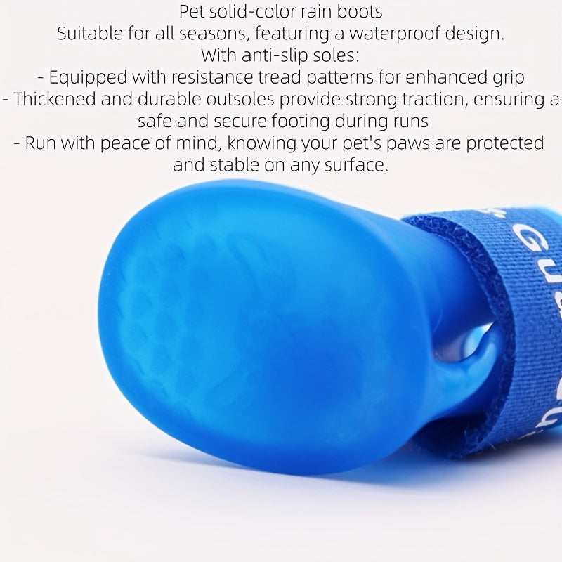 Waterproof Non-Slip Dog Rain Boots for Small to Medium Breeds PVC Soft Sole Adjustable Closure