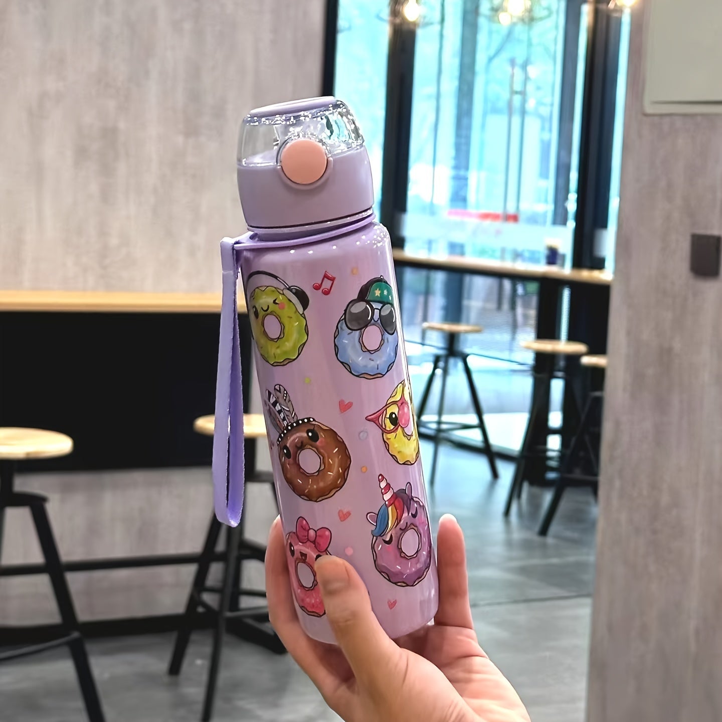 Cute Donut Design Water Bottle 700ml BPA-Free High-Temp Resistant Portable Leak-Proof Outdoor Use