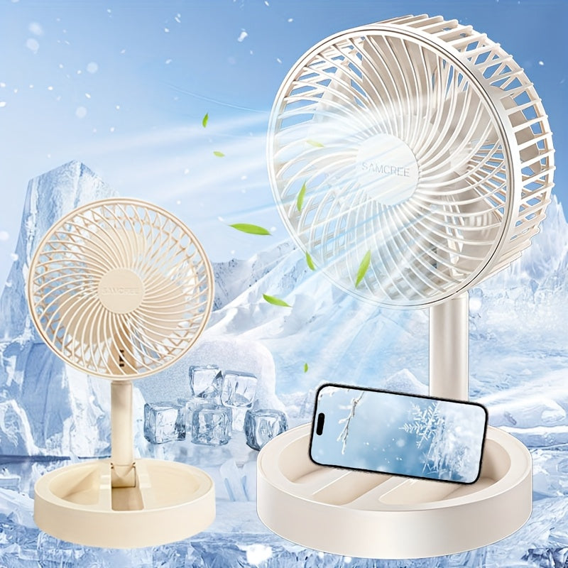 Foldable USB Desktop Fan with Silent Strong Wind Portable Office Home Use