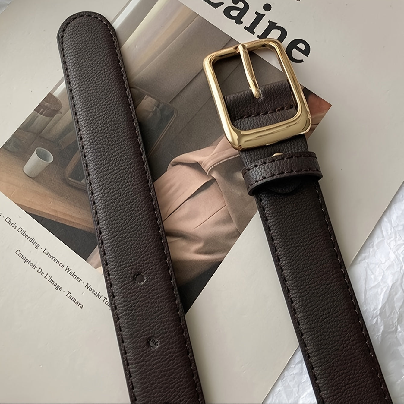 Ayollar kiyimlari uchun jinsi shim belbog'i, metall kvadrat tokchali va sozlanadigan PU charmidan tayyorlangan belbog' bilan