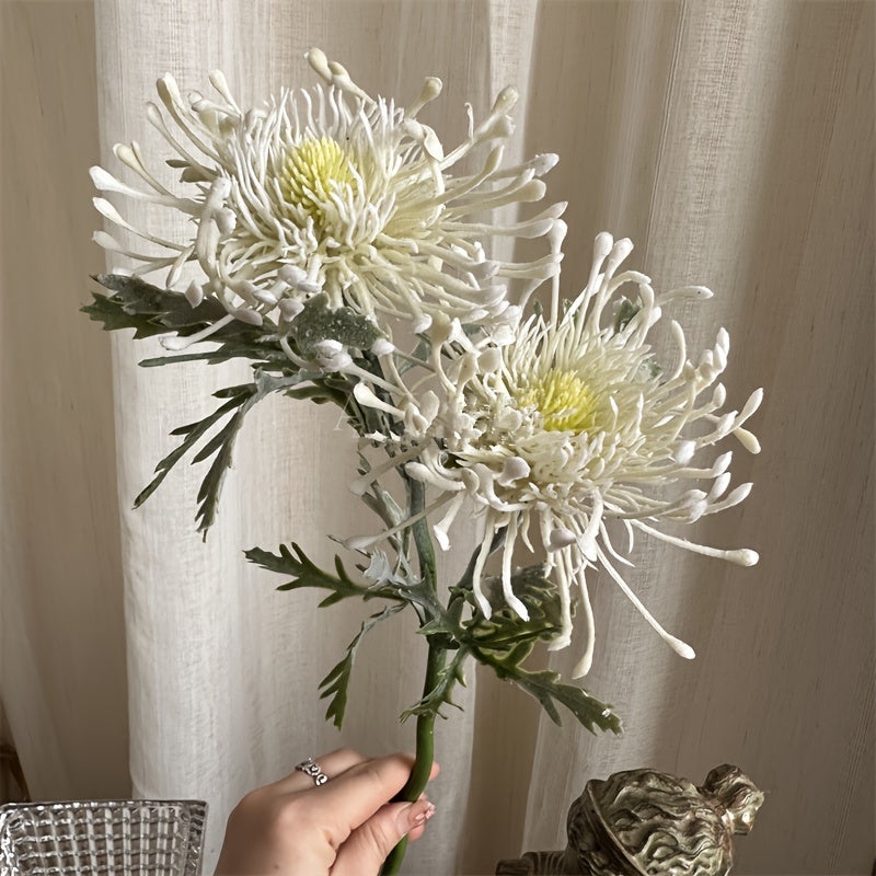 Artificial Chrysanthemum Flower with 2 Blooms for Weddings Home Decor and Photography Props