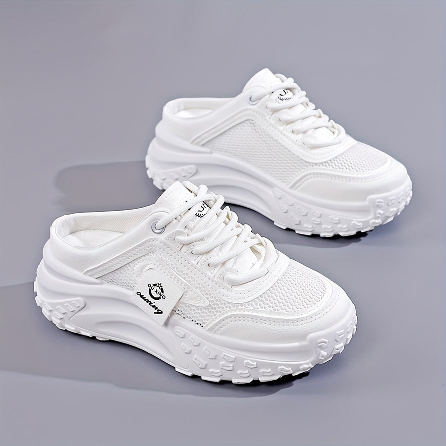 Women's Mesh Casual Sneakers Low-Top Lace-Up Walking Shoes Khaki