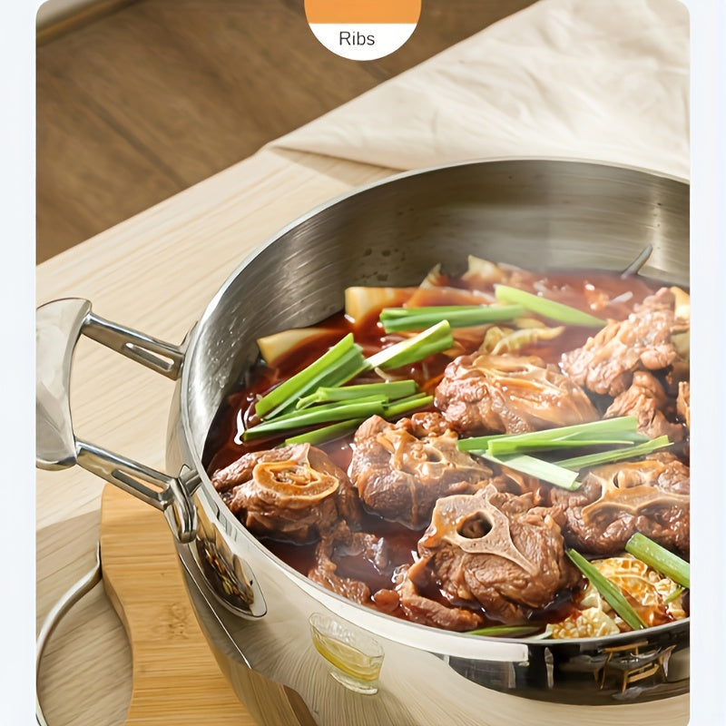 Durable 304 Stainless Steel Soup Pot for Gas Stovetops No Electricity Needed