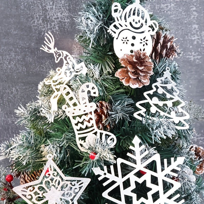 20-Piece Snowflake and Christmas Tree Ornaments Set for Holiday Decor