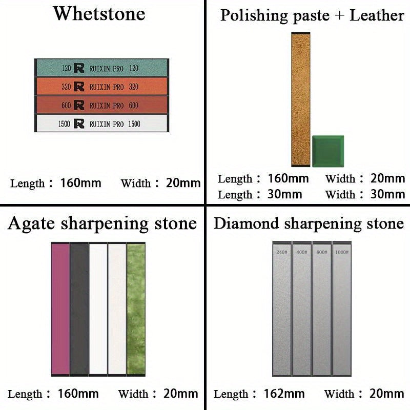 Afilador de cuchillos multifunción 2024, ángulo fijo, piedras de diamante y petróleo