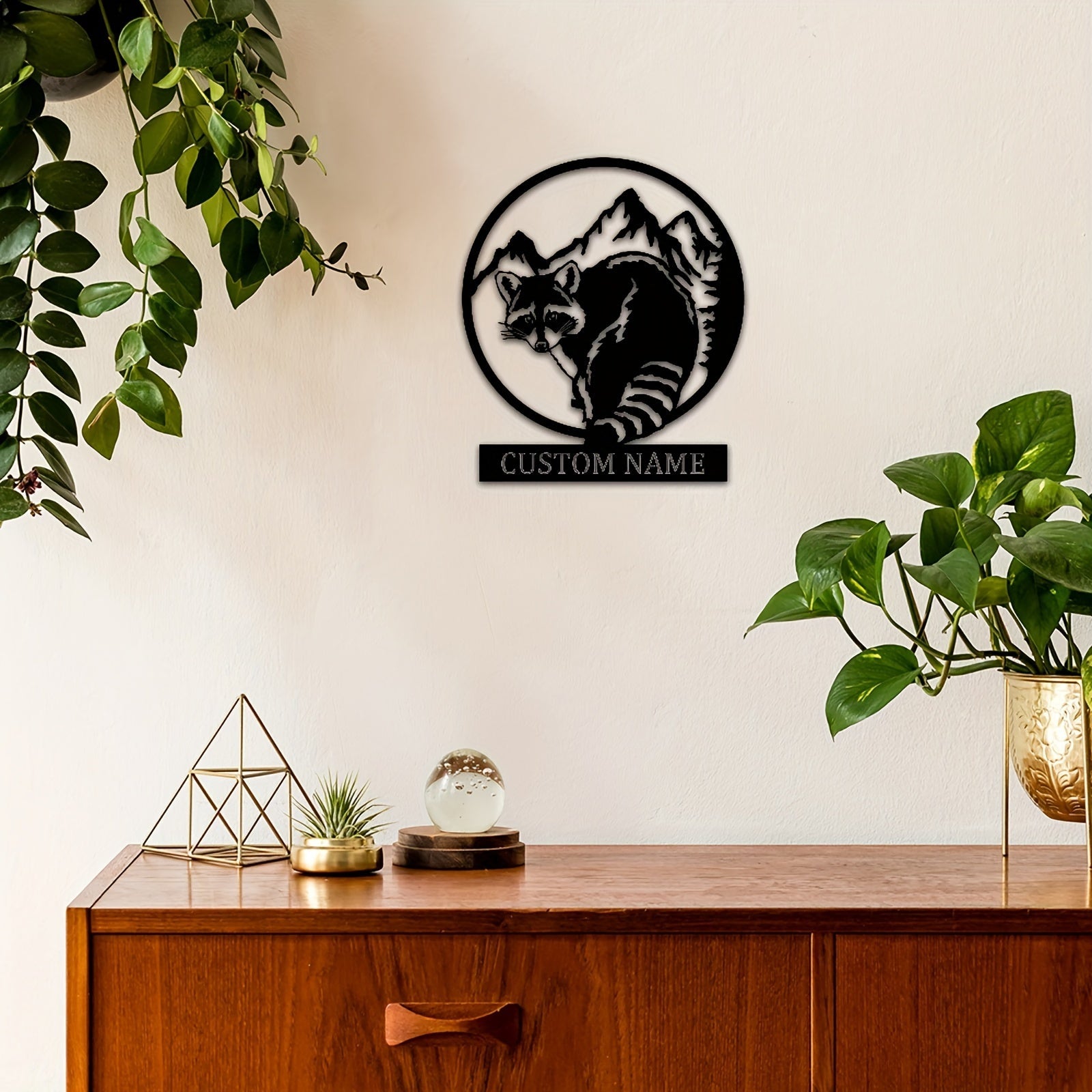 Maxsus Raccoon Metal Sign Ob-havo bardoshli devor san'ati uchun uy, dacha, teras bezaklari