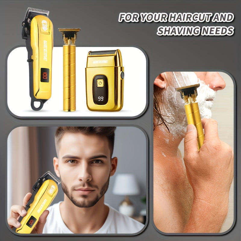 Роскошный набор для стрижки волос с триммером T-образного типа, роторным бритвенным устройством, литиевой батареей