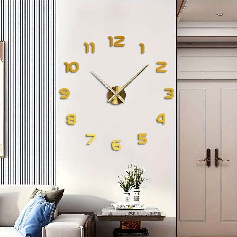 Oversized DIY Wall Clock with Luminous 3D Design, Acrylic Frame, Auto Dimmable