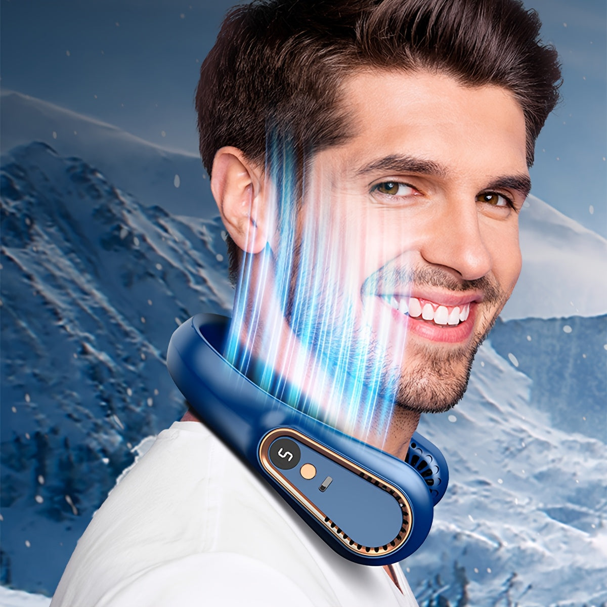 Portable Digital Neck Fan Bladeless USB Rechargeable 1200mAh Battery for Outdoor Camping Home