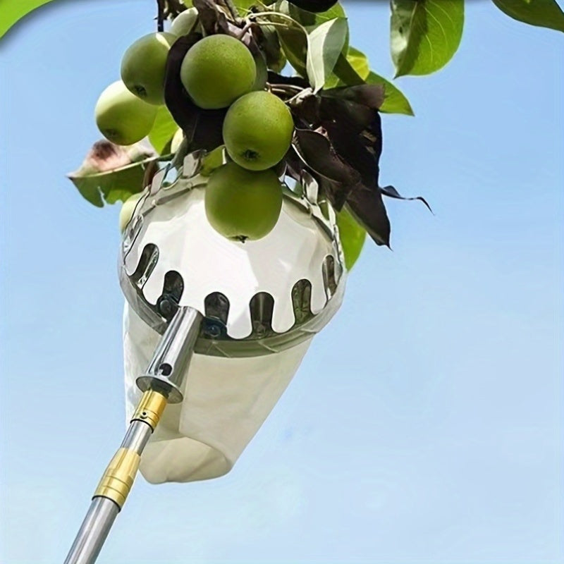 Extendable Stainless Steel Fruit Picker Tool with Telescopic Rod for Apples Mangoes Loquats