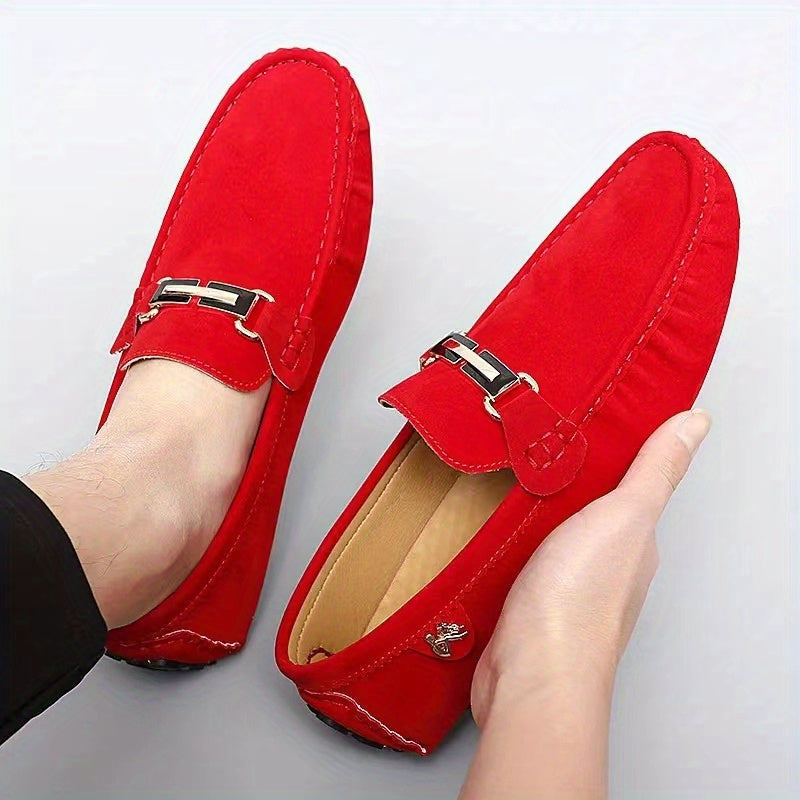 Men's Metallic Moccasin Loafers Non-Slip Slip-On Shoes for Spring and Summer