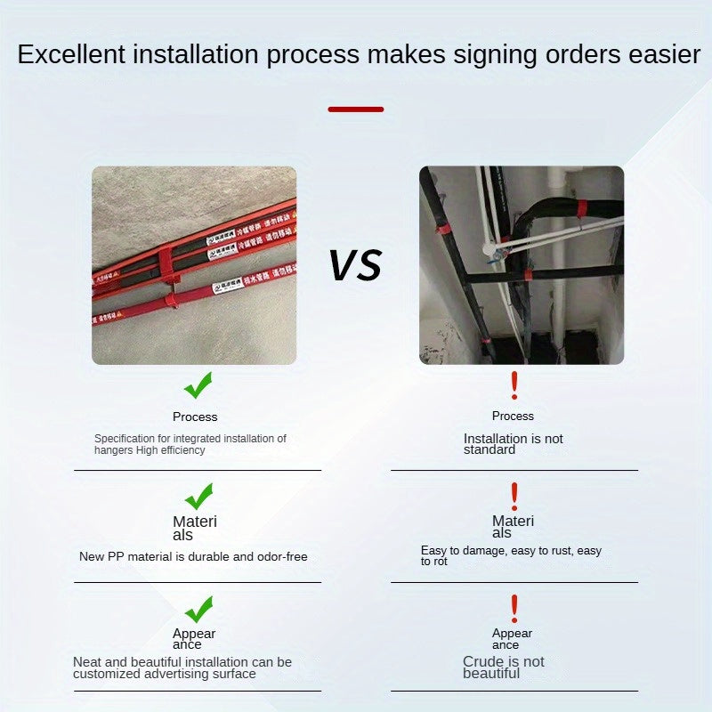 Red Plastic Central Air Conditioning Pipe Hanger with Snap-On Clips