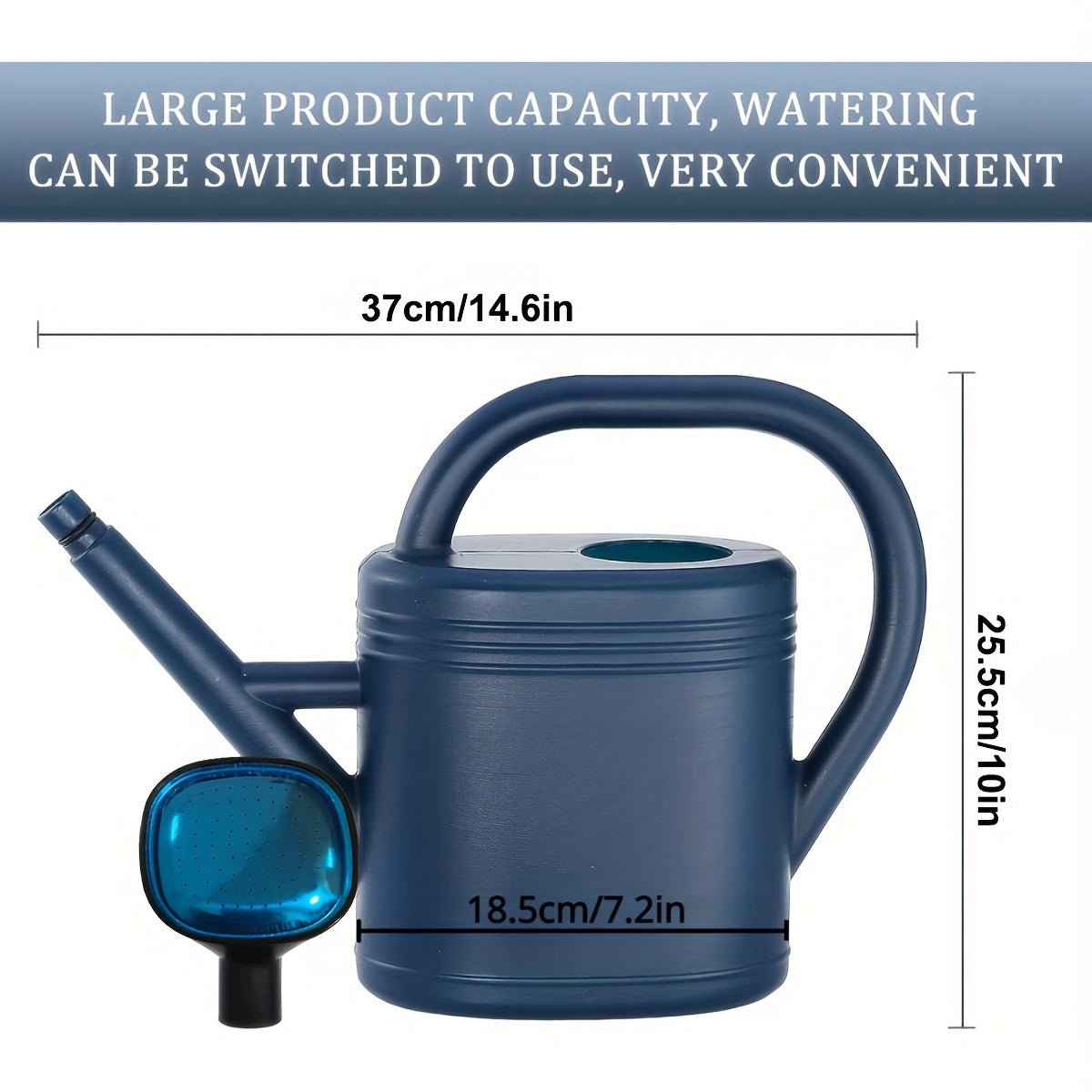 1-Gallon Plastic Watering Can with Long Spout and Detachable Nozzle for Indoor and Outdoor Plants