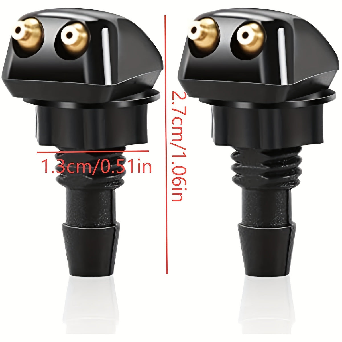 2-Pack Polyethylene Windshield Washer Nozzles Universal Straight Spray
