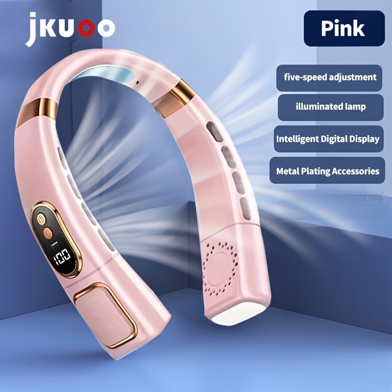 Wearable Personal Cooling Fan Portable Neck Fan 5-Speed USB Rechargeable