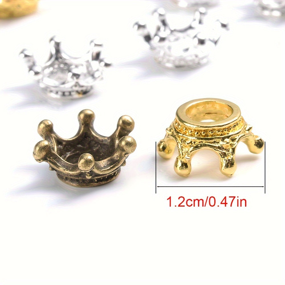 Vintage Gold Beads Pendant Accessories 12mm Crown Design for DIY Hair and Clothing Decor