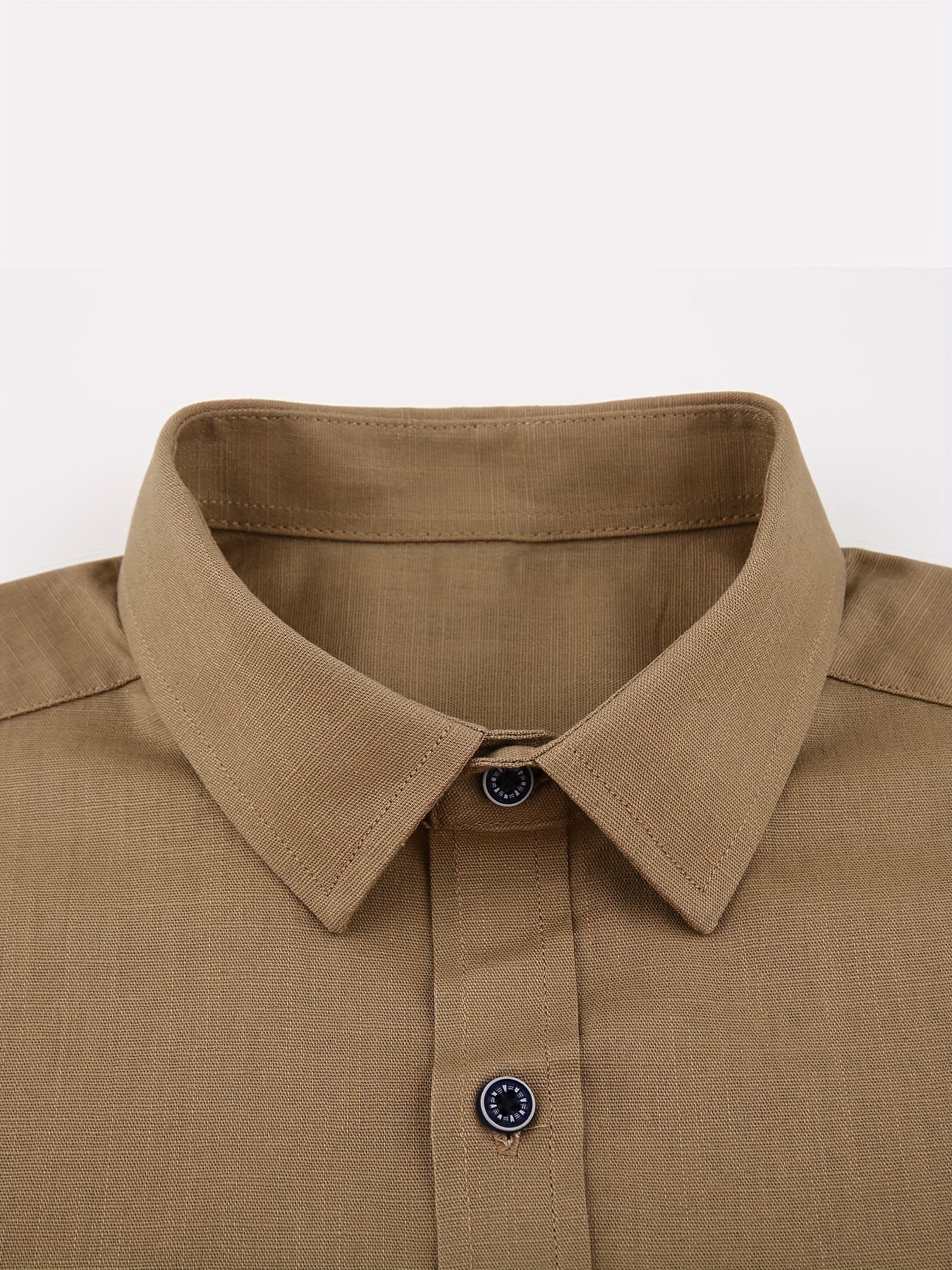 Men's Cotton Solid Long Sleeve Button Up Shirt for Casual Outdoor Wear