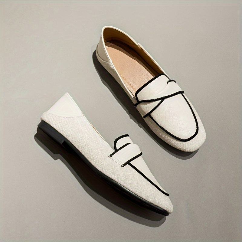 Women's Flat Shoes Slip-On Square Toe Lightweight Solid Color Casual