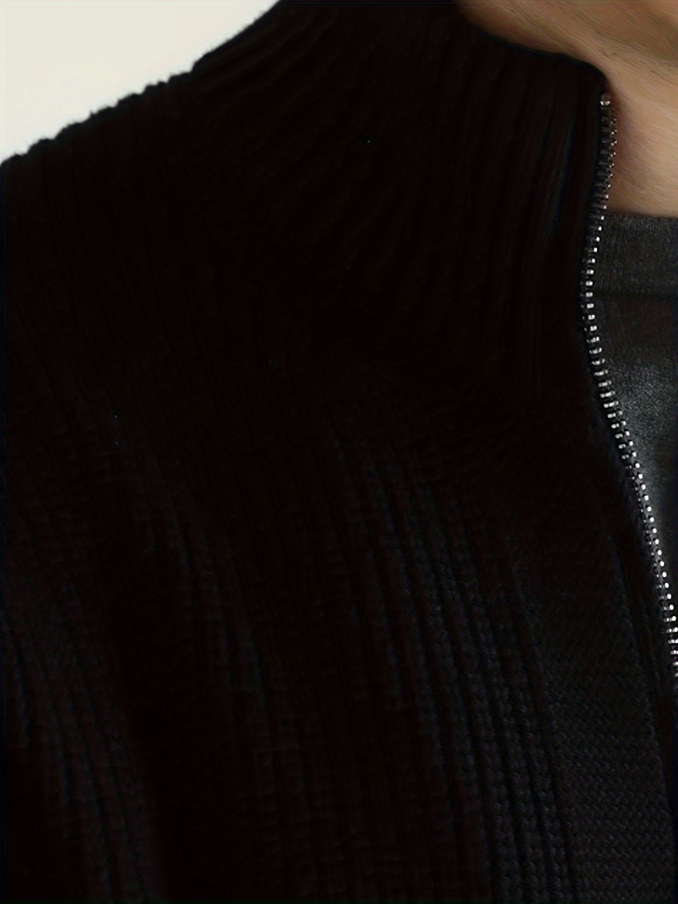 Men's Knitted Zip-Up Cardigan Sweater Fall Winter Solid Color High Stretch Casual Regular Fit