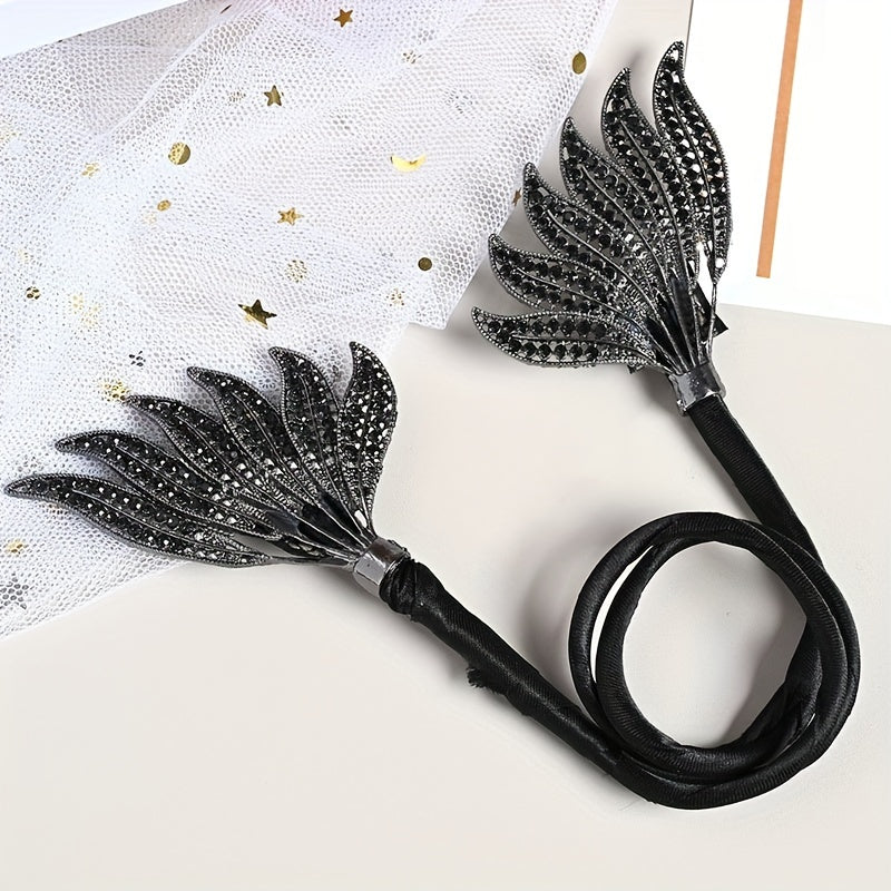 Women Gold Double Wing Hair Curler and Diamond Hair Band for Stylish Buns