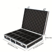 Men's Aluminum Alloy Watch Storage Box with 18 Slots Portable Display Case Gift Box