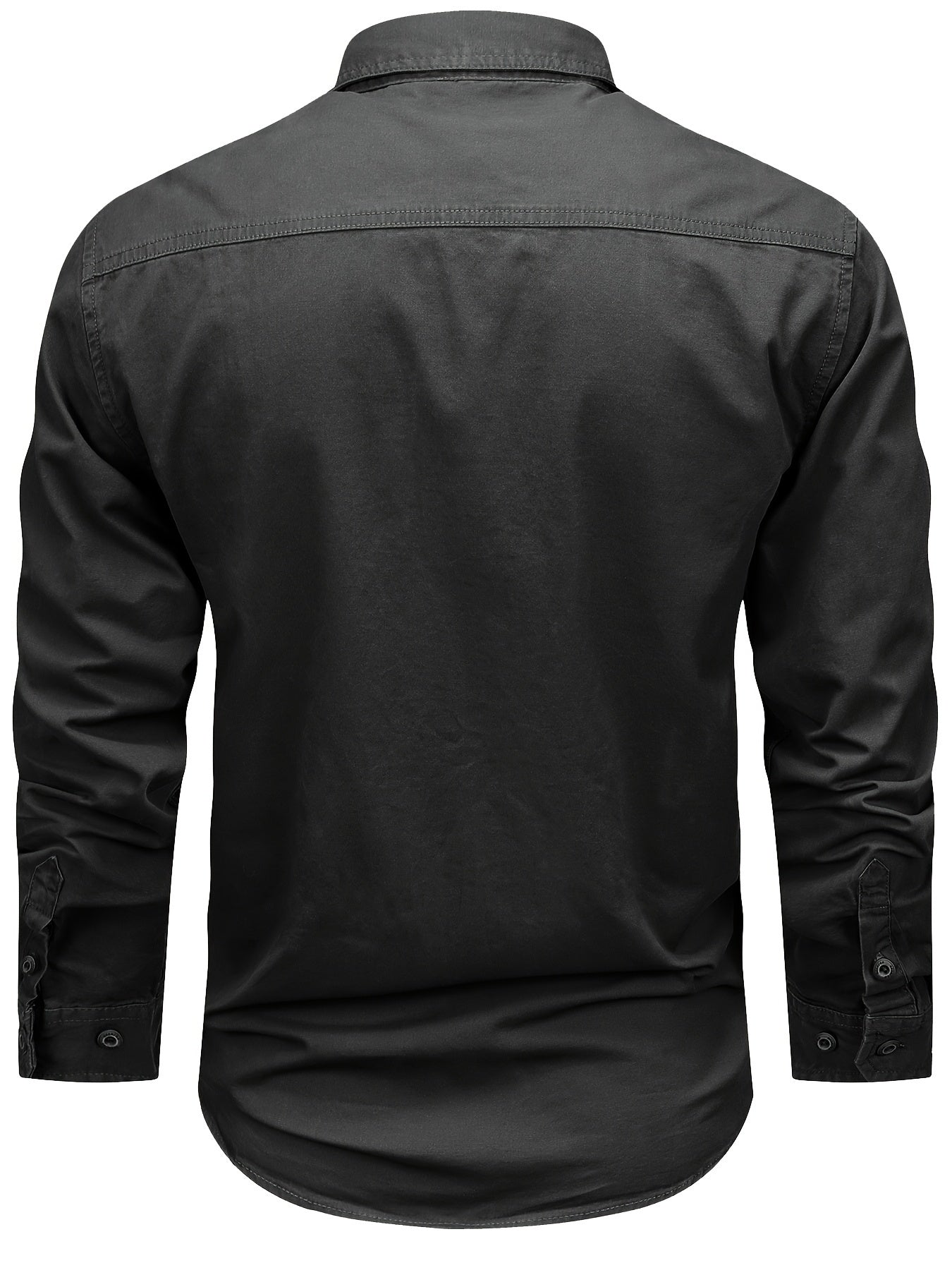 Men's Cotton Cargo Shirt Long Sleeve Casual Outdoor Wear with Large Pockets