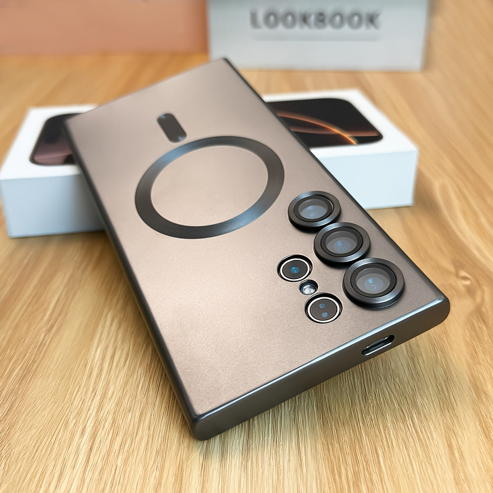 Magnetic Wireless Charging Case with Glass Protector for Samsung Galaxy S22 S23 S24 Ultra Plus