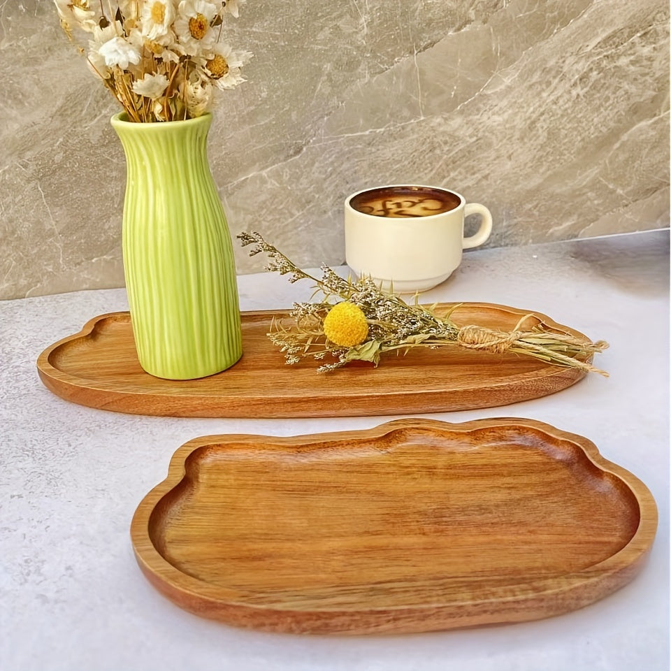 Acacia Wood Serving Tray 29x10.6cm for Home Decor and Food Presentation