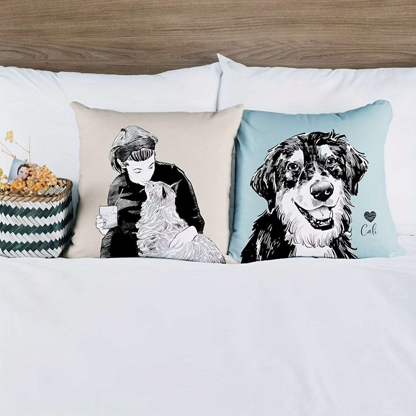 Funda de almohada personalizada con foto de mascota, suave, de punto, acogedora, decoración para el hogar, regalo