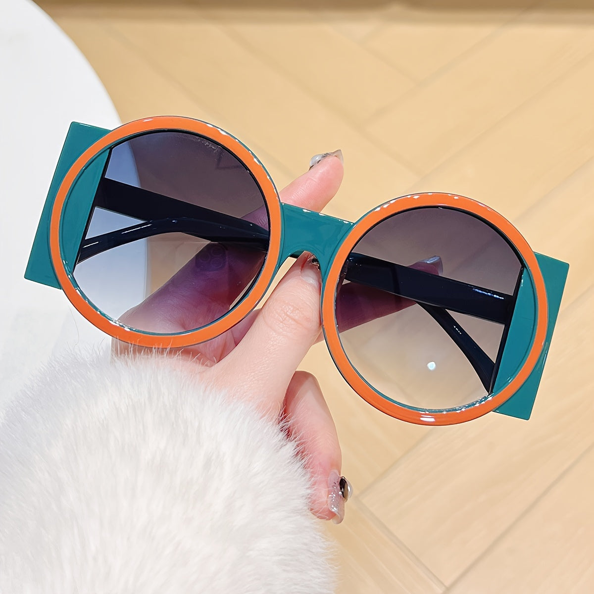 Gafas redondas de estilo Y2K unisex con bloques de color para fiestas de disfraces y clubes