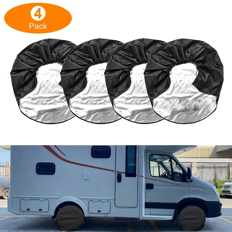 Juego de 4 fundas impermeables negras para neumáticos para camión, SUV, remolque, autocaravana, protectores de ruedas